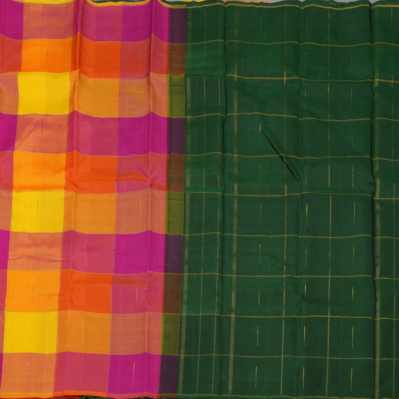 Hayagrivas Handloom Multicolour Checks Kanjivaram Silk Saree KBE1585K4-2
