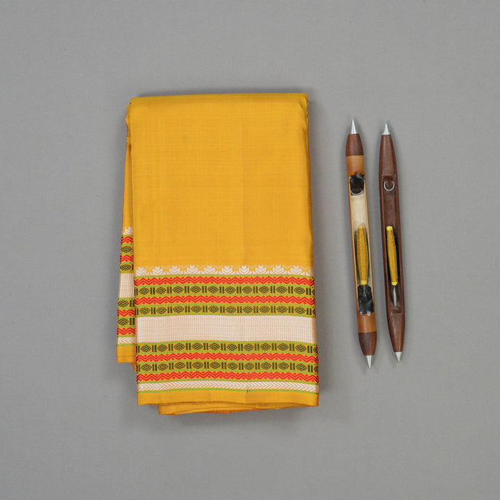 Hayagrivas Handloom Tumeric Yellow Kanjivaram Silk Saree KBE1585K9-1