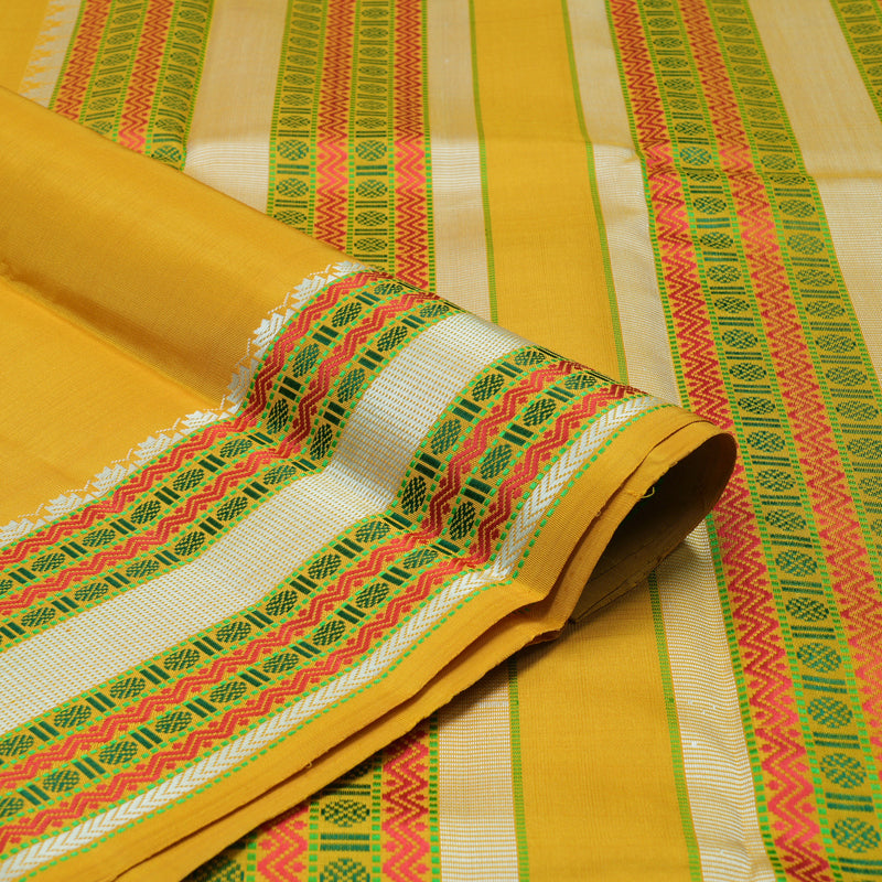 Hayagrivas Handloom Tumeric Yellow Kanjivaram Silk Saree KBE1585K9-1