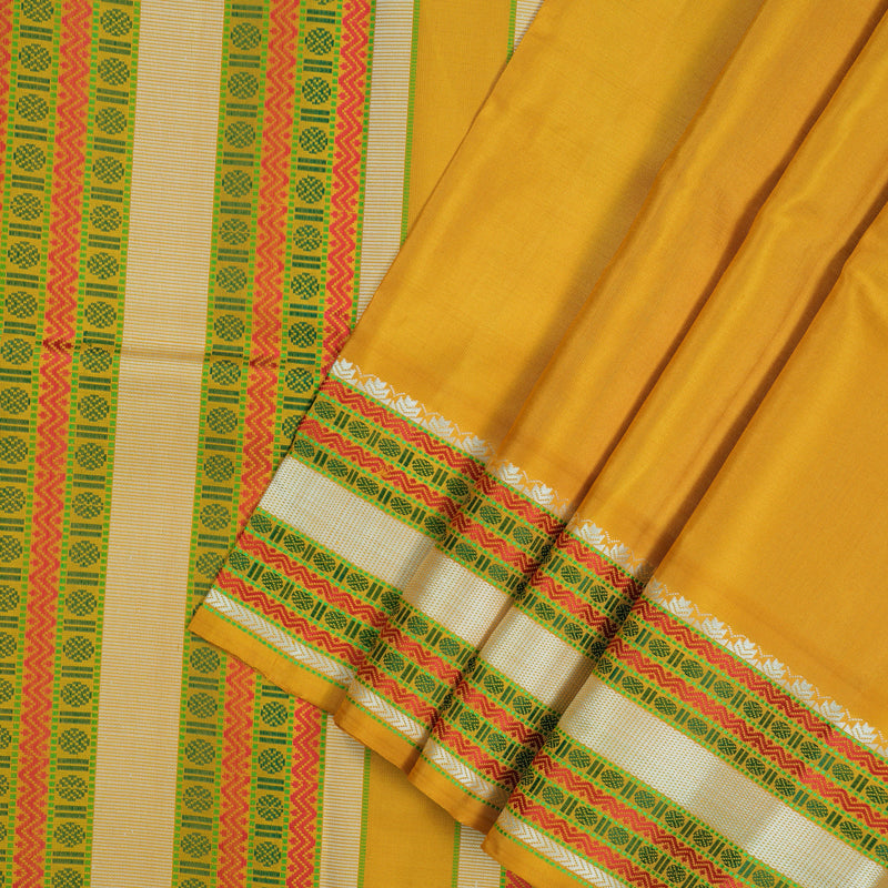 Hayagrivas Handloom Tumeric Yellow Kanjivaram Silk Saree KBE1585K9-1