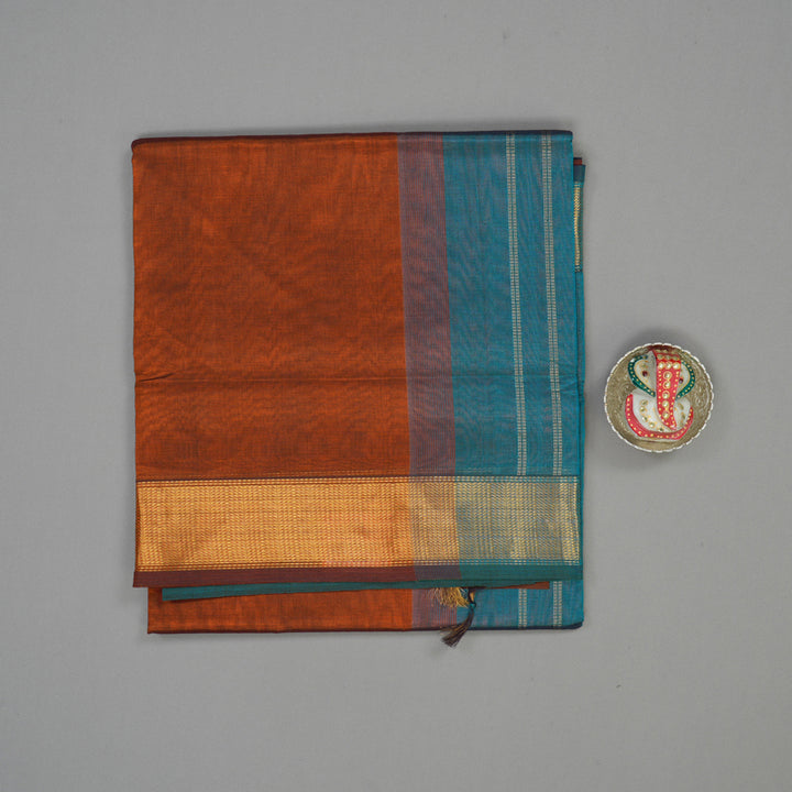 Hayagrivas Deep Rust Orange Pure Silk Cotton Saree KBE1587K1-21