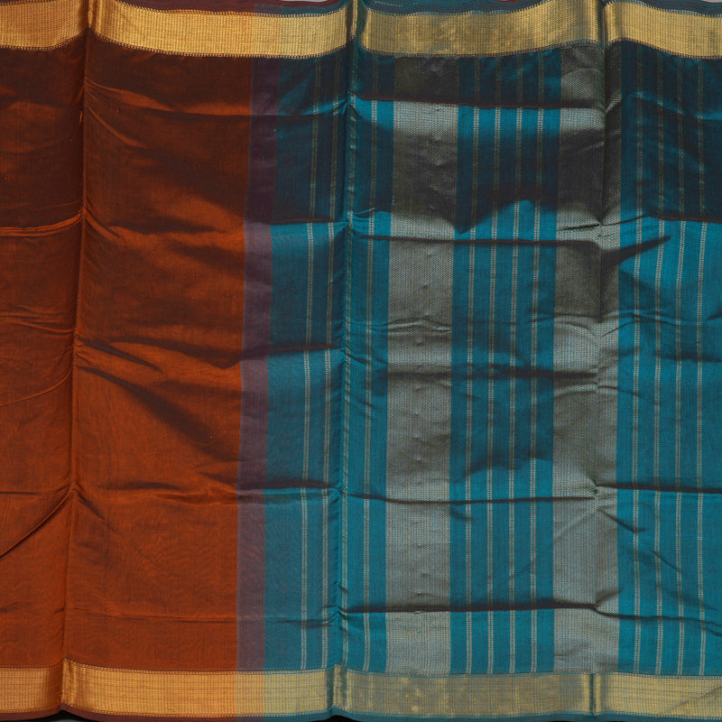 Hayagrivas Deep Rust Orange Pure Silk Cotton Saree KBE1587K1-21