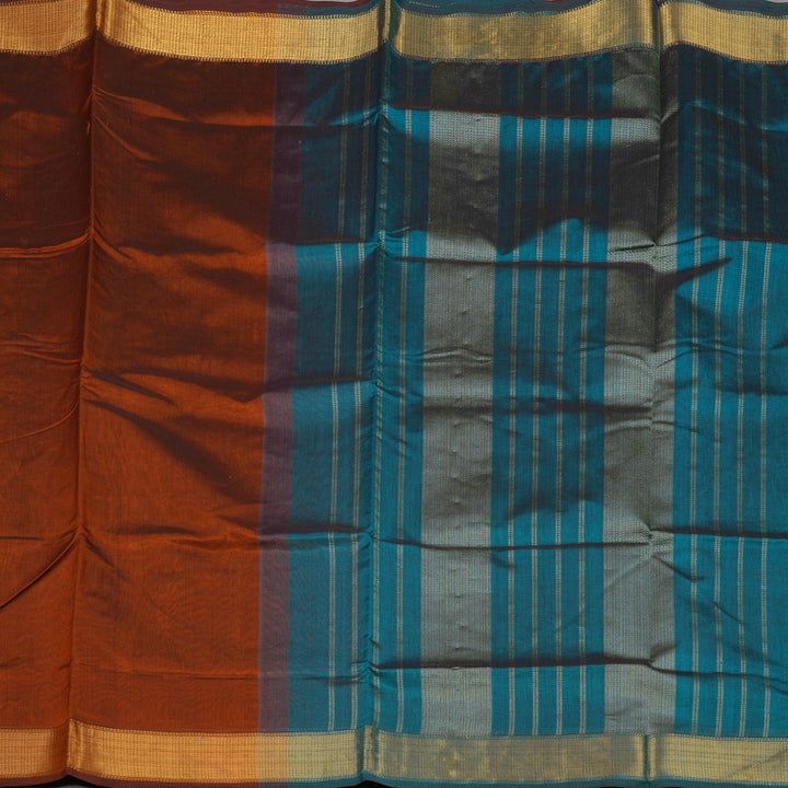 Hayagrivas Deep Rust Orange Pure Silk Cotton Saree KBE1587K1-21