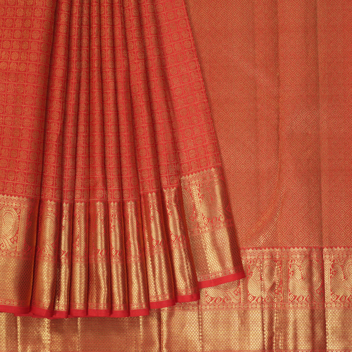 Hayagrivas Handloom Red Kanjivaram Silk Saree KBE1588K1-1