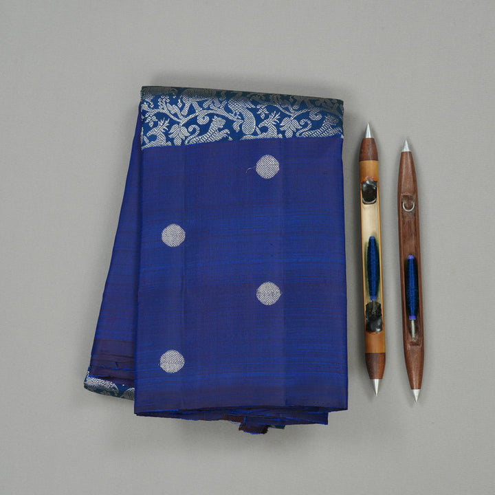 Hayagrivas Blue Handloom Kanjivaram Silk Saree KBE158D2-1