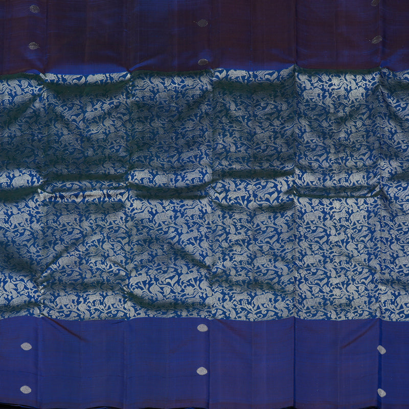Hayagrivas Blue Handloom Kanjivaram Silk Saree KBE158D2-1