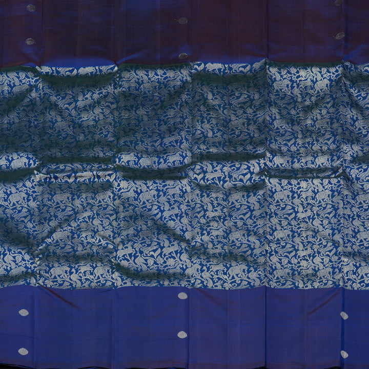 Hayagrivas Blue Handloom Kanjivaram Silk Saree KBE158D2-1