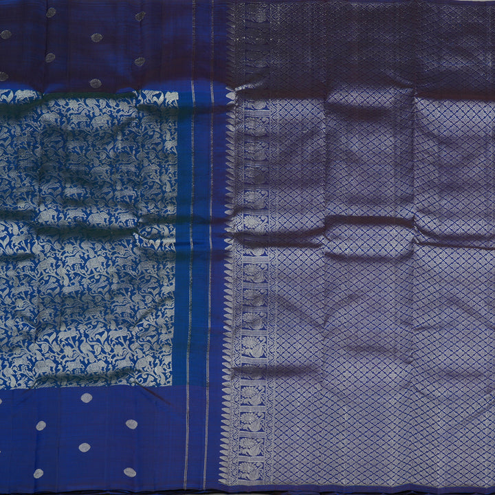 Hayagrivas Blue Handloom Kanjivaram Silk Saree KBE158D2-1