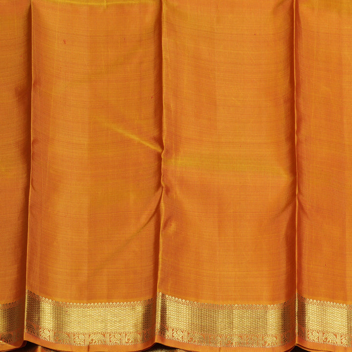 Hayagrivas Handloom Dark Maroon Kanjivaram Silk Saree with Golden Orange Border KBE1593K2-1