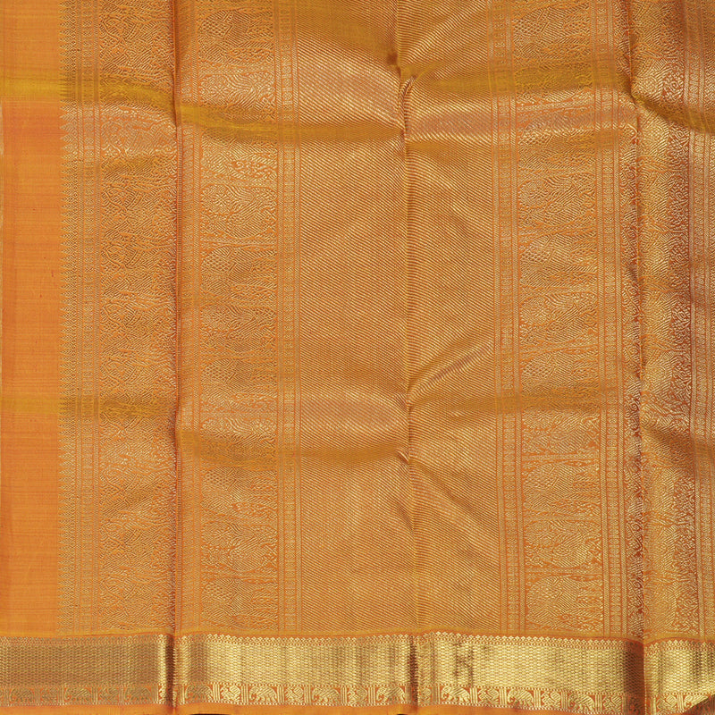 Hayagrivas Handloom Dark Maroon Kanjivaram Silk Saree with Golden Orange Border KBE1593K2-1