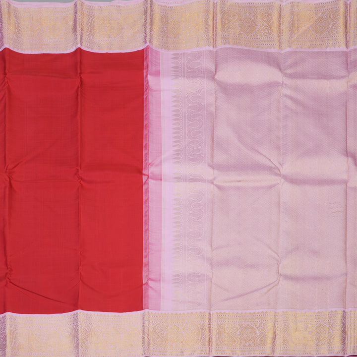 Hayagrivas Handloom Red Kanjivaram Silk Saree with Baby Pink Border KBE1594K2-1