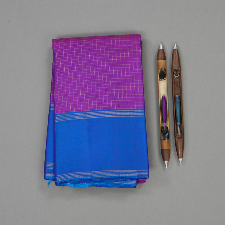 Hayagrivas Handloom Purple Kanjivaram Silk Saree with Peacock Blue border KBE1597K2-2