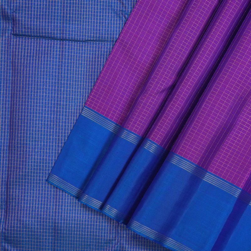 Hayagrivas Handloom Purple Kanjivaram Silk Saree with Peacock Blue border KBE1597K2-2
