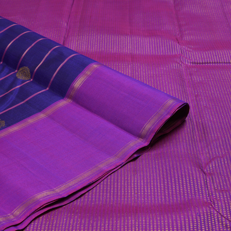 Hayagrivas Handloom Royal Blue Kanjivaram Silk Saree with Purple Border KBE1597K5-4