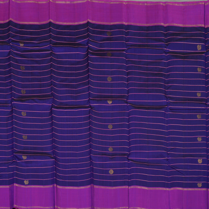 Hayagrivas Handloom Royal Blue Kanjivaram Silk Saree with Purple Border KBE1597K5-4