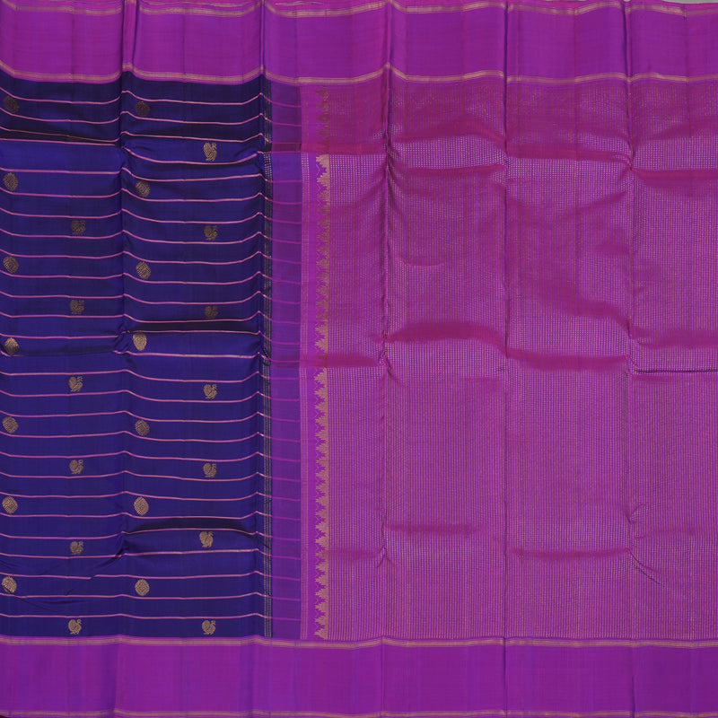 Hayagrivas Handloom Royal Blue Kanjivaram Silk Saree with Purple Border KBE1597K5-4