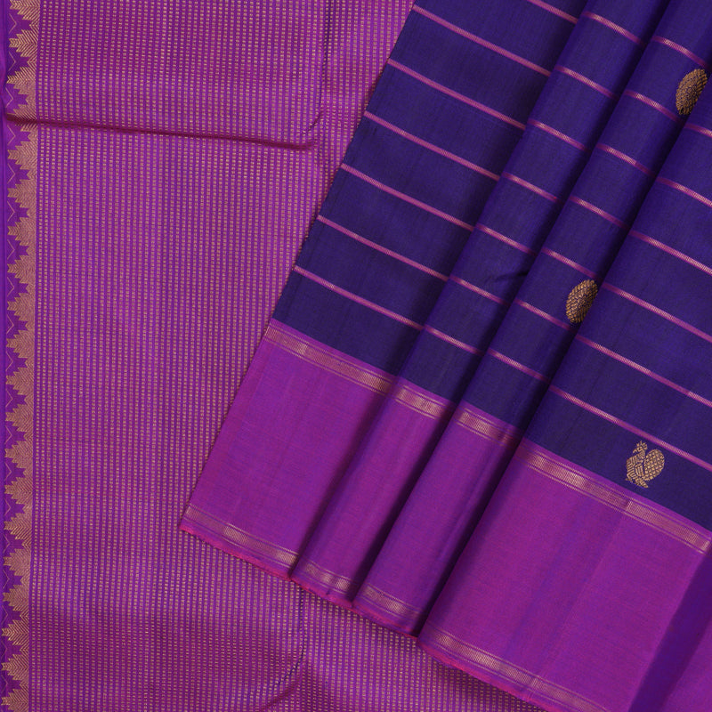 Hayagrivas Handloom Royal Blue Kanjivaram Silk Saree with Purple Border KBE1597K5-4