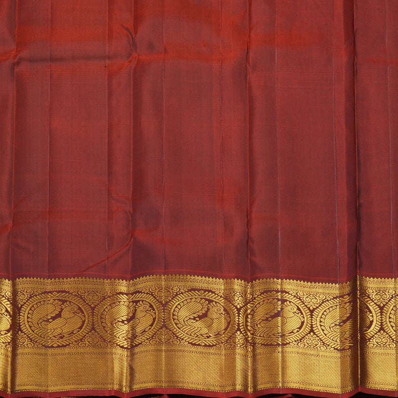 Hayagrivas Handloom Bottle Green Kanjivaram Silk Saree with Rust Orange Border KBE1697K7-1