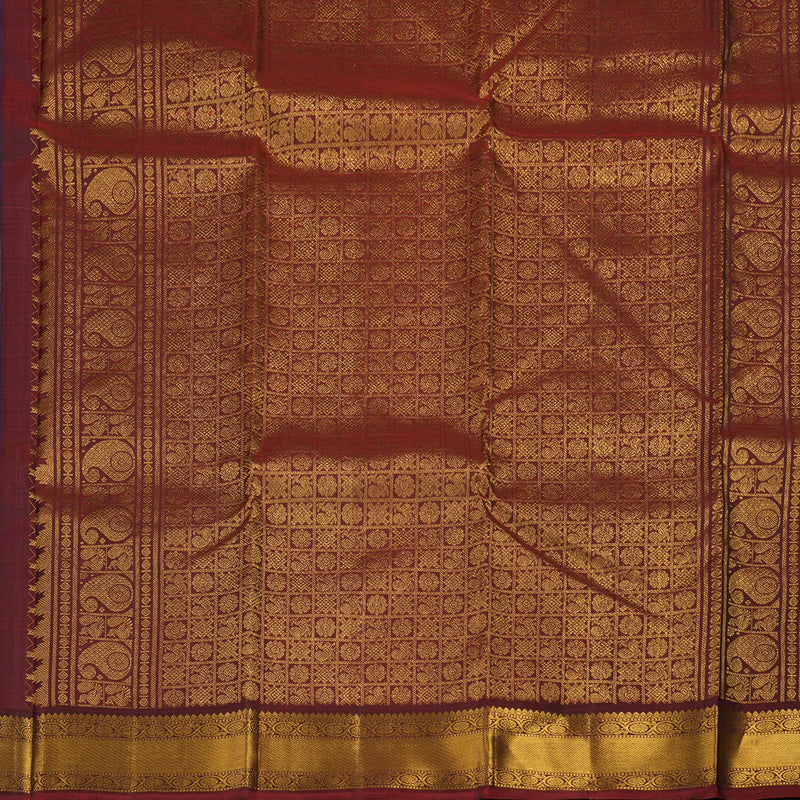 Hayagrivas Handloom Ink Blue Kanjivaram Silk Saree with Araku Maroon border KBE1597K7-8