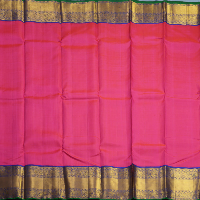 Hayagrivas Handloom Rani Pink Kanjivaram Silk Saree with Ms Blue Border KBE1597K9-1