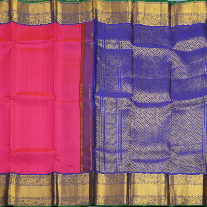 Hayagrivas Handloom Rani Pink Kanjivaram Silk Saree with Ms Blue Border KBE1597K9-1