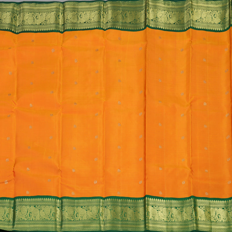 Hayagrivas Handloom Orange Kanjivaram Silk Saree with Bottle Green contrast KBE1599K3-4