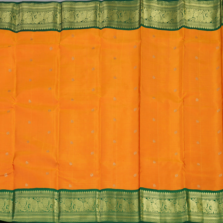 Hayagrivas Handloom Orange Kanjivaram Silk Saree with Bottle Green contrast KBE1599K3-4