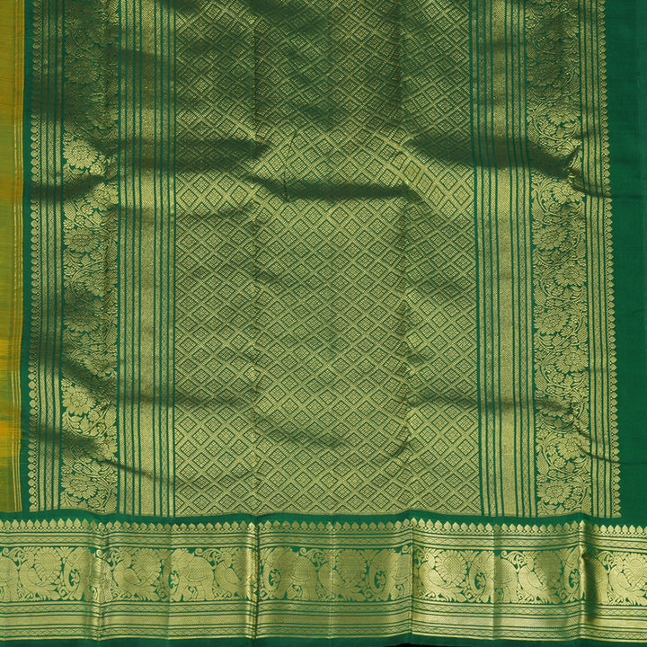 Hayagrivas Handloom Orange Kanjivaram Silk Saree with Bottle Green contrast KBE1599K3-4