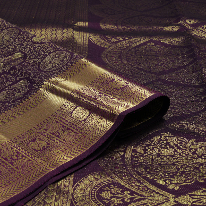 Hayagrivas Handloom Violet Kanjivaram Silk Saree KBE1599K4-1