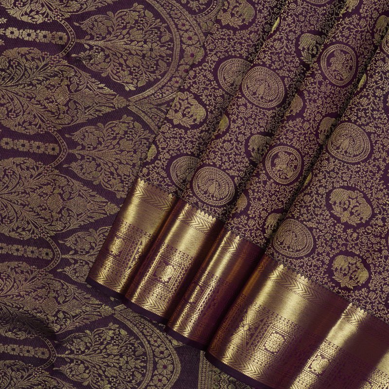 Hayagrivas Handloom Violet Kanjivaram Silk Saree KBE1599K4-1