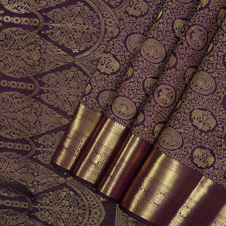 Hayagrivas Handloom Violet Kanjivaram Silk Saree KBE1599K4-1