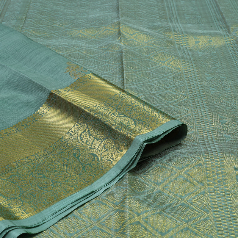 Hayagrivas Handloom Seafoam Teal Kanjivaram Silk Saree KBE1599K5-1