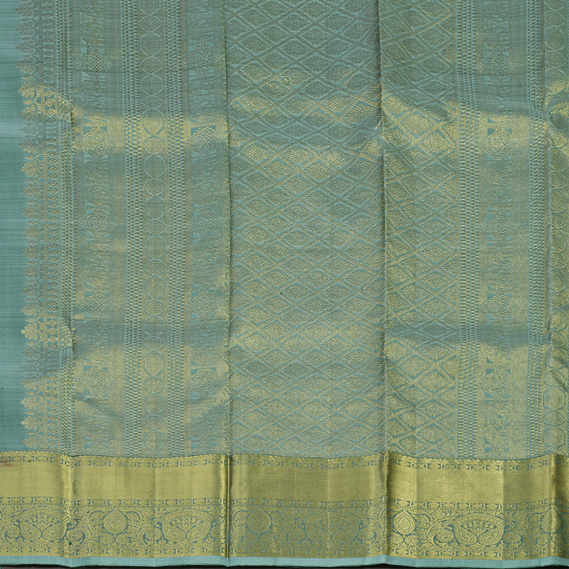 Hayagrivas Handloom Seafoam Teal Kanjivaram Silk Saree KBE1599K5-1