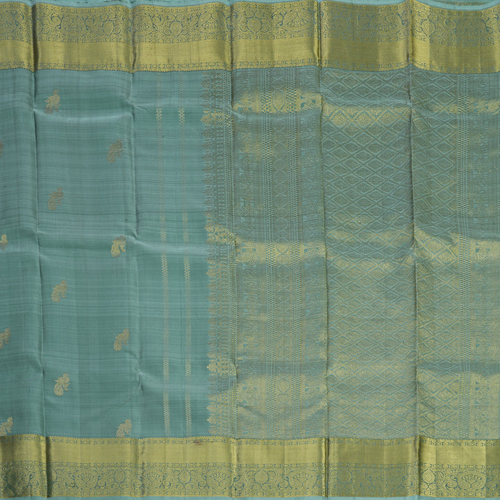 Hayagrivas Handloom Seafoam Teal Kanjivaram Silk Saree KBE1599K5-1