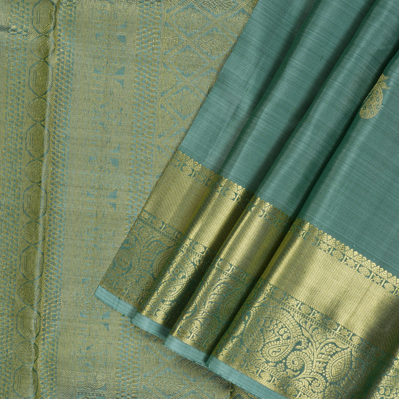 Hayagrivas Handloom Seafoam Teal Kanjivaram Silk Saree KBE1599K5-1