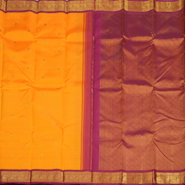 Hayagrivas Handloom Korvai Kanjivaram Silk Saree in Mango Orange with Maroon contrast KBE15D5-1