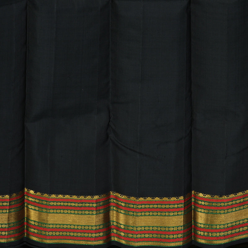 Hayagrivas Handloom Bottle Green Kanjivaram Silk Saree with Black border KBE1600K4-2