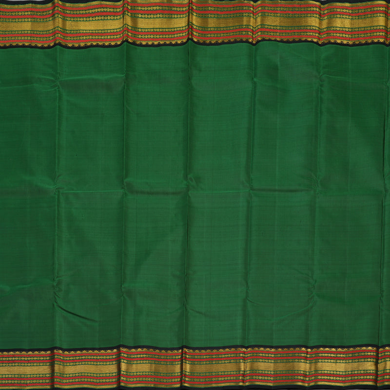Hayagrivas Handloom Bottle Green Kanjivaram Silk Saree with Black border KBE1600K4-2