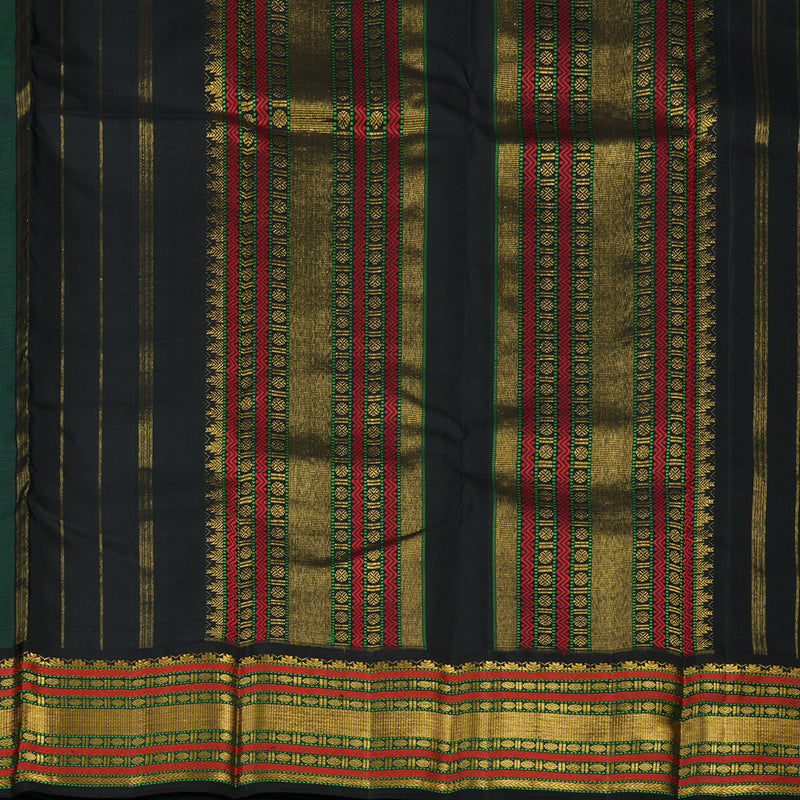 Hayagrivas Handloom Bottle Green Kanjivaram Silk Saree with Black border KBE1600K4-2