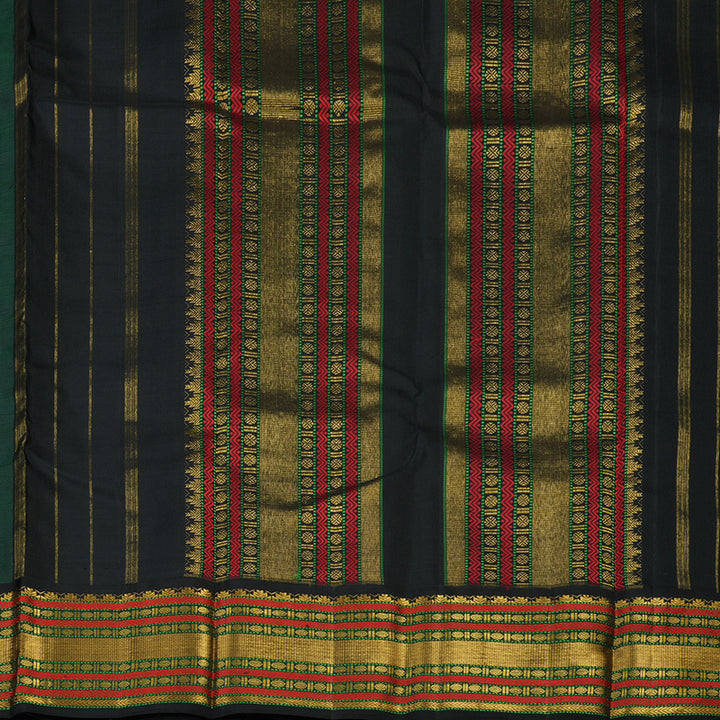 Hayagrivas Handloom Bottle Green Kanjivaram Silk Saree with Black border KBE1600K4-2