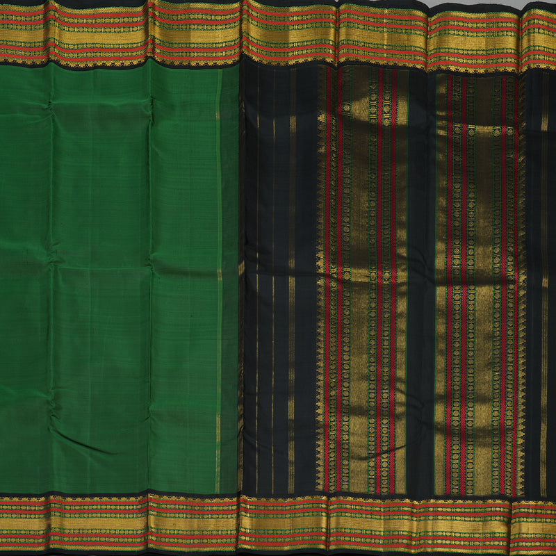 Hayagrivas Handloom Bottle Green Kanjivaram Silk Saree with Black border KBE1600K4-2