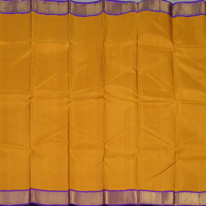 Hayagrivas Handloom Mustard Yellow Kanjivaram Silk Saree with Purple border KBE1600K5-1