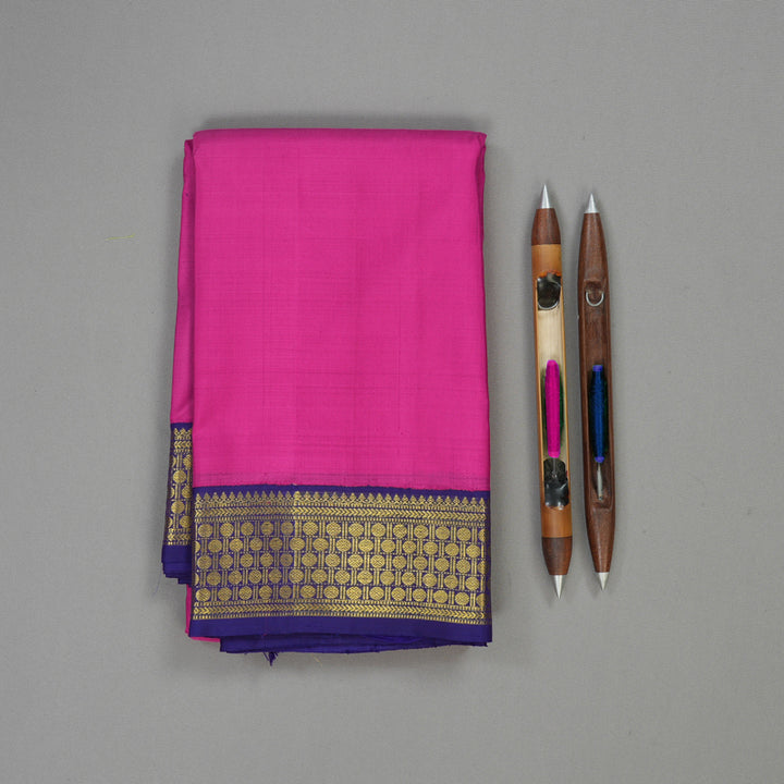 Hayagrivas Handloom Magenta Pink Kanjivaram Silk Saree with Navy Blue Border KBE1600K5-2