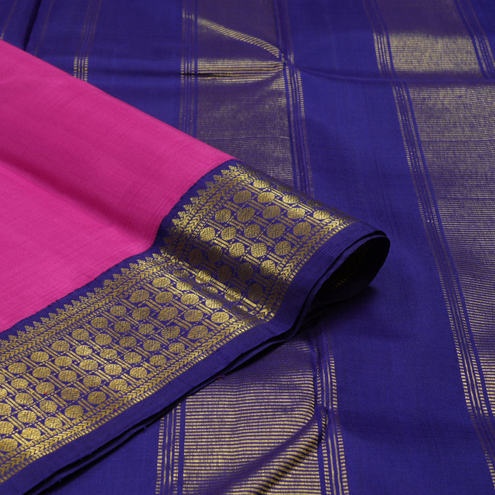 Hayagrivas Handloom Magenta Pink Kanjivaram Silk Saree with Navy Blue Border KBE1600K5-2