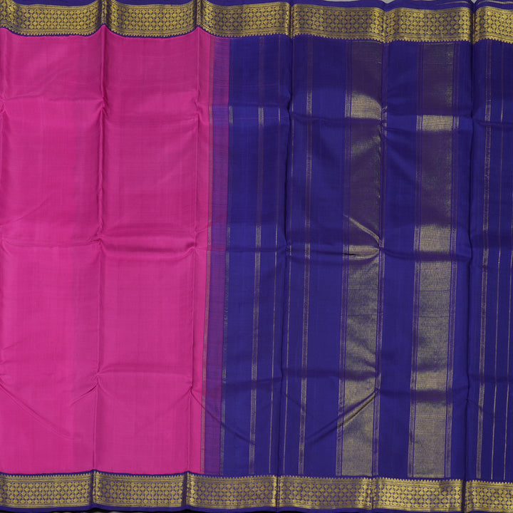 Hayagrivas Handloom Magenta Pink Kanjivaram Silk Saree with Navy Blue Border KBE1600K5-2