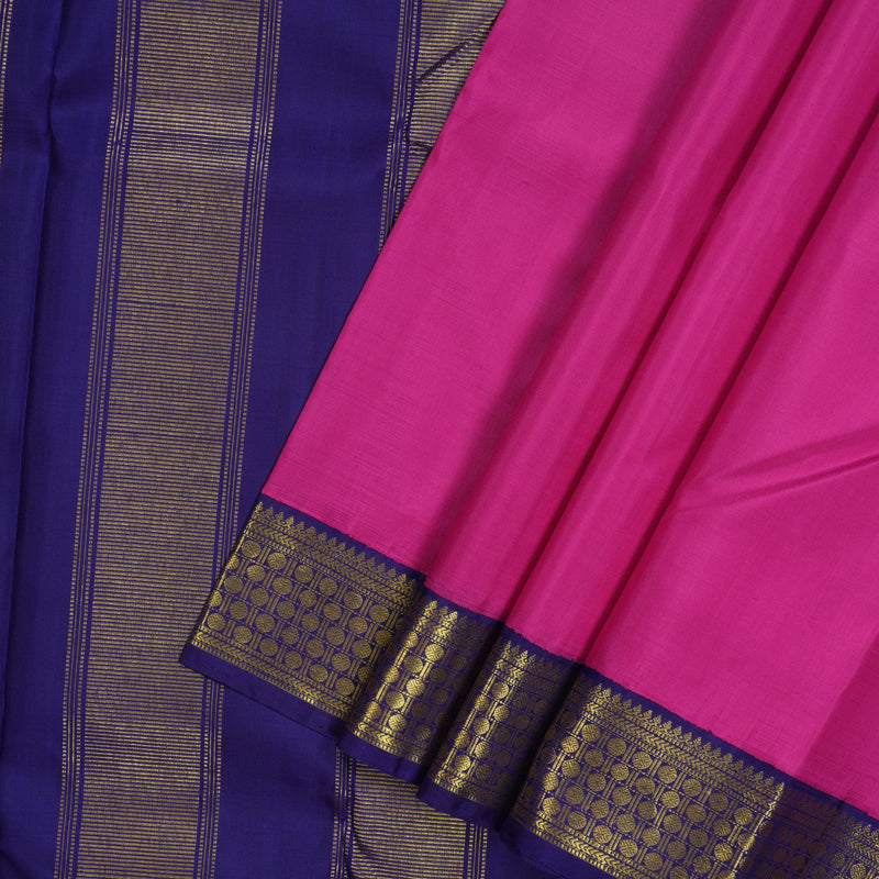 Hayagrivas Handloom Magenta Pink Kanjivaram Silk Saree with Navy Blue Border KBE1600K5-2