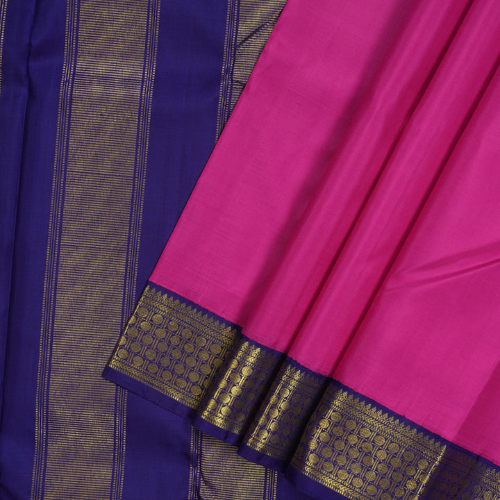 Hayagrivas Handloom Magenta Pink Kanjivaram Silk Saree with Navy Blue Border KBE1600K5-2