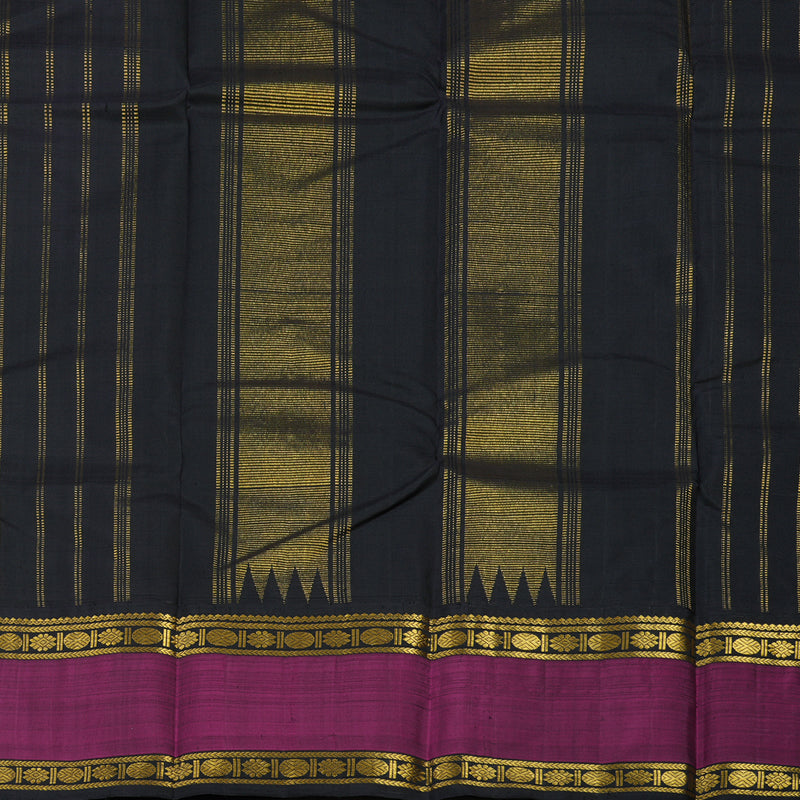 Hayagrivas Handloom Mustard Yellow Kanjivaram Silk Saree with Wine Purple border KBE1600K6-1