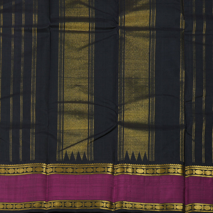 Hayagrivas Handloom Mustard Yellow Kanjivaram Silk Saree with Wine Purple border KBE1600K6-1