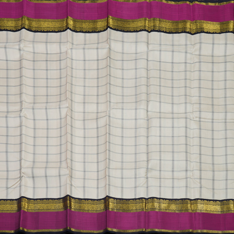 Hayagrivas Handloom Cream Kanjivaram Silk Saree with Black contrast KBE1600K6-2